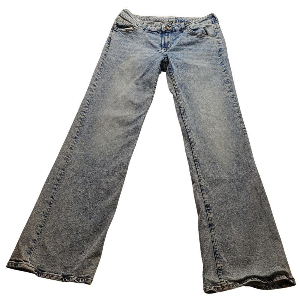 HM Divided Women's Light Wash Straight Leg Denim Jeans Blue Size 10 Mid Rise